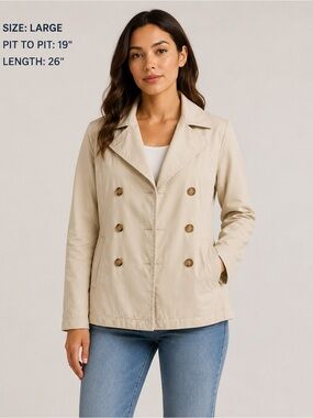 GAP Women's Double-Breasted Beige Peacoat Jacket